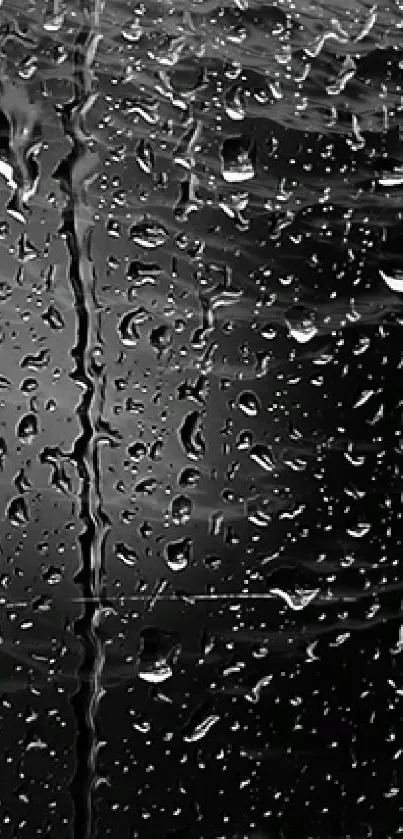 Raindrops on glass texture in black and white wallpaper.