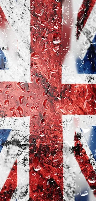 Mobile wallpaper of a rainy British flag.