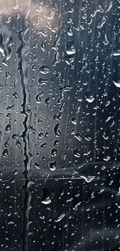 Mobile wallpaper with rain droplets on glass.