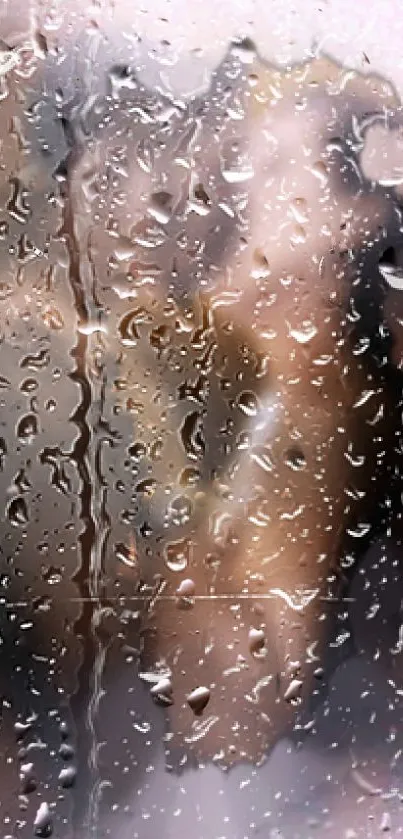 Artistic blurred glass with rain droplets as phone wallpaper.