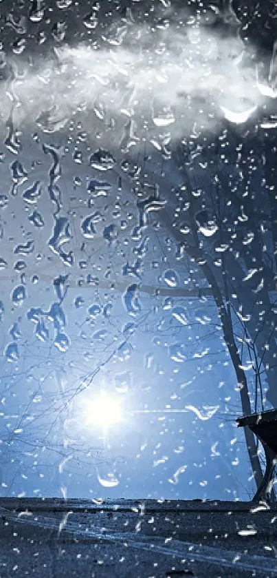 Rainy night wallpaper with water droplets on glass, creating a serene look.