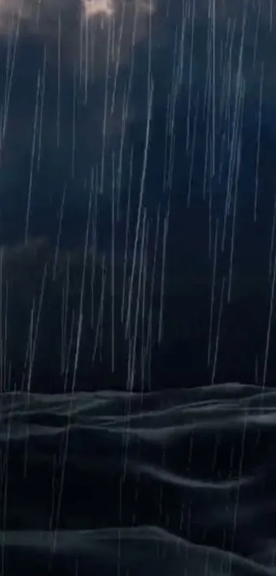 Dark stormy ocean with rain wallpaper.