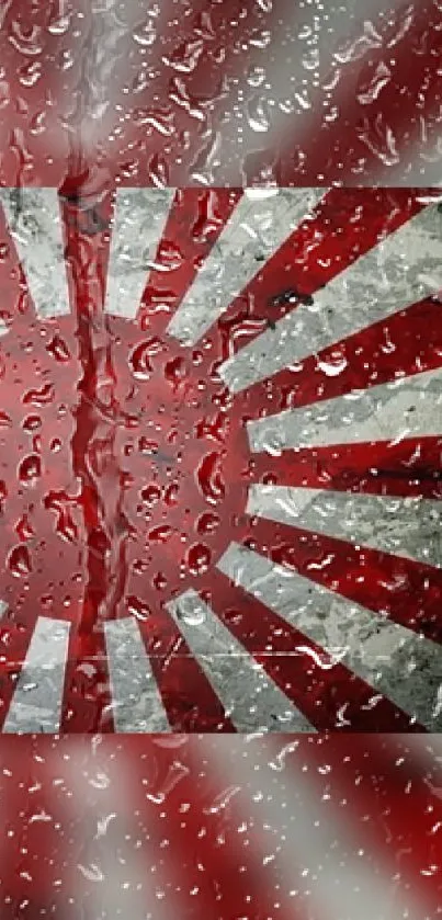 Red sun wallpaper with raindrop effect design.