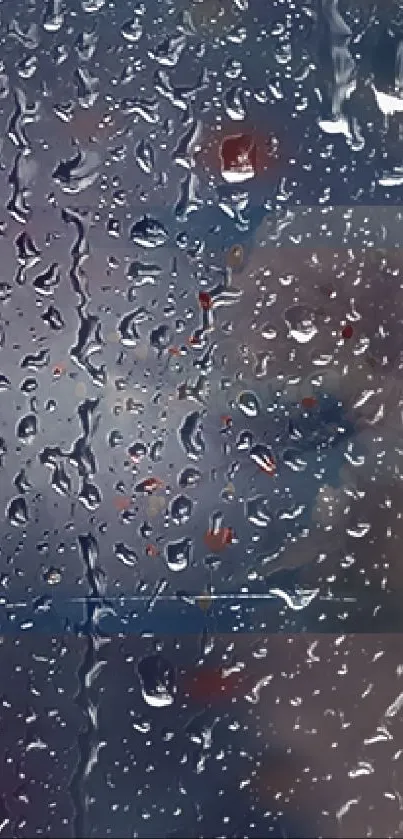 Rainy window wallpaper with water droplets effect.