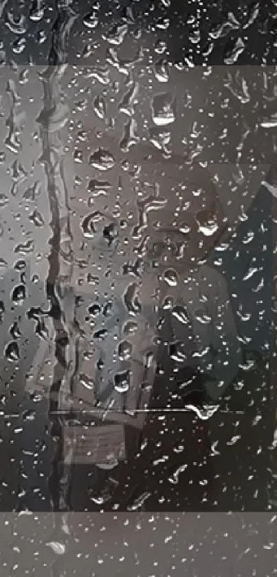 Raindrops on window creating a calming and serene mobile wallpaper.