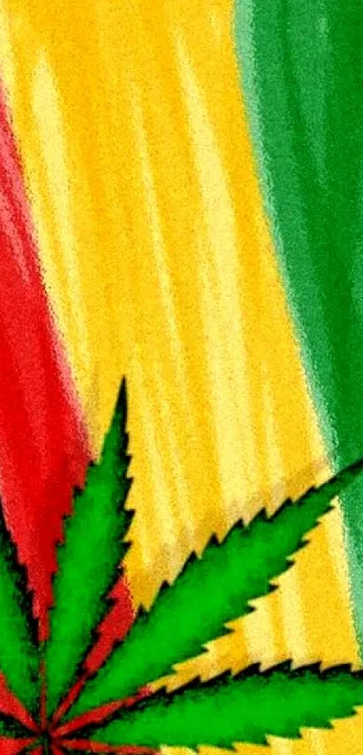 Rasta-themed mobile wallpaper with marijuana leaf.