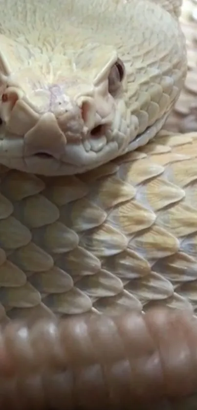 Close-up of rattlesnake scales on a beige-toned mobile wallpaper.