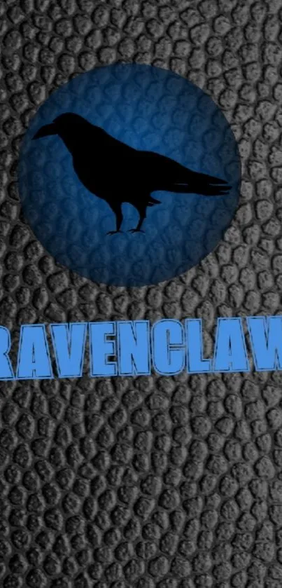 Ravenclaw phone wallpaper with raven silhouette on textured background.