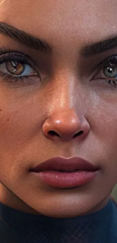 Realistic digital portrait of a woman in a detailed and lifelike style.