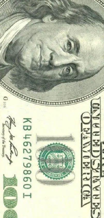 Realistic hundred dollar bill mobile wallpaper.