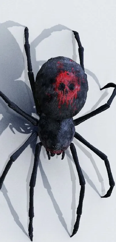 3D spider with red markings on gray background wallpaper.