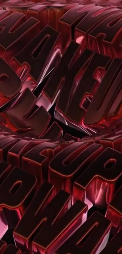 3D red typography design on a mobile wallpaper.