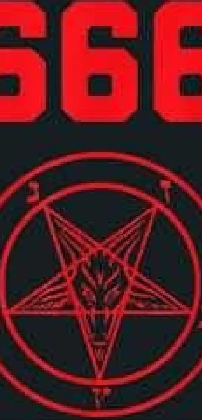 Dark wallpaper featuring red 666 and pentagram symbols.