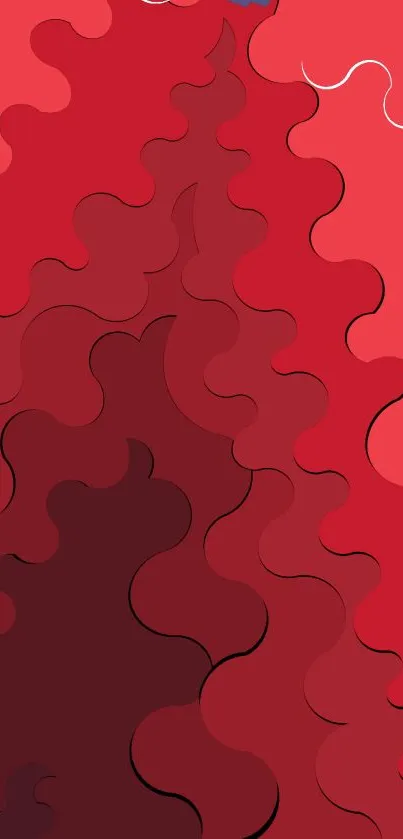 Vibrant red abstract waves with dynamic curves on a mobile wallpaper.