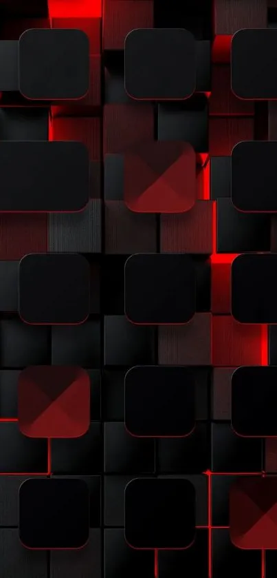 3D abstract red and black mobile wallpaper design.