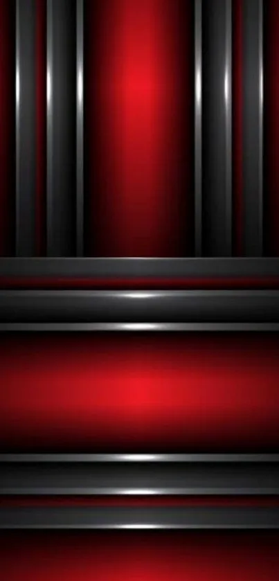 Red and black abstract mobile phone wallpaper with metallic stripes.