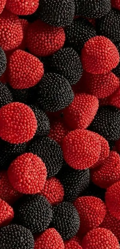 Red and black berry design mobile wallpaper with vibrant colors.