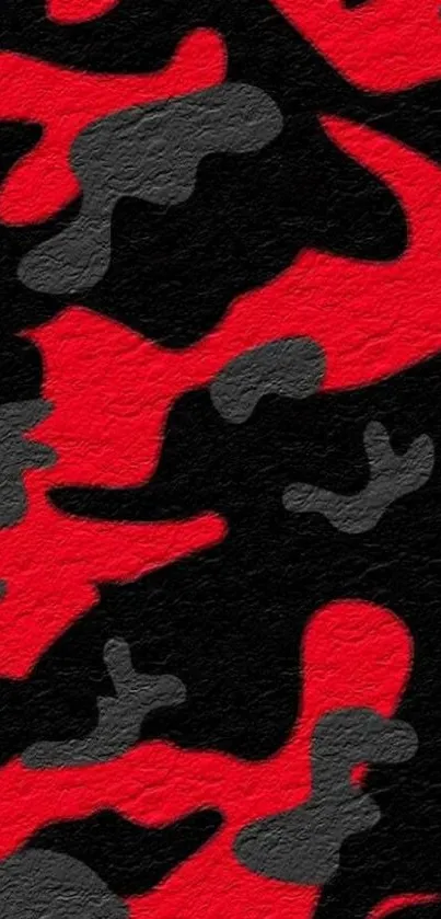 Red and black camouflage phone wallpaper with textured design.