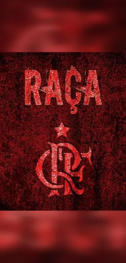 Red club emblem wallpaper with 'RAÇA' text on a dark textured background.