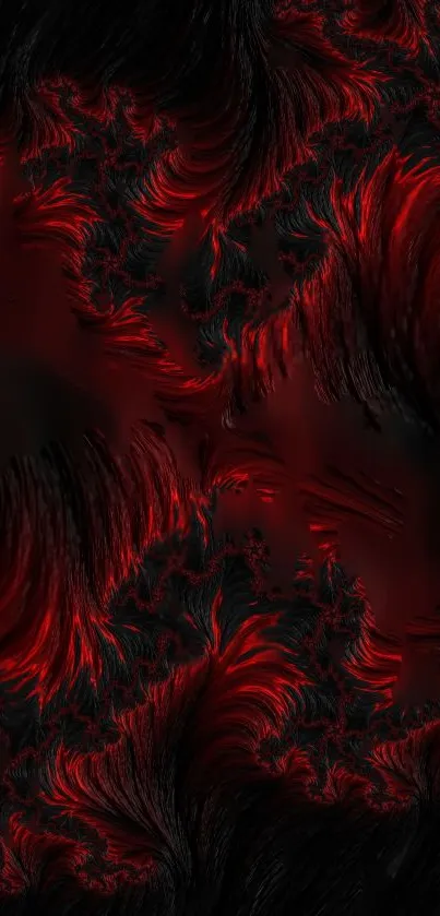 Red and black fractal art wallpaper for mobile.