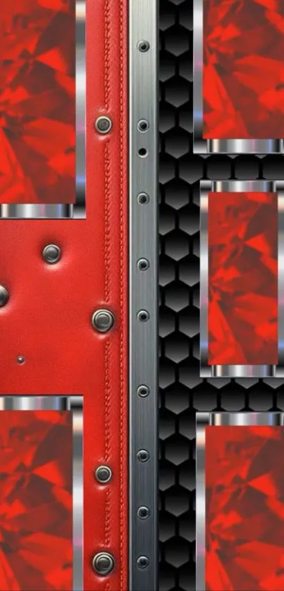 Red and black geometric wallpaper design