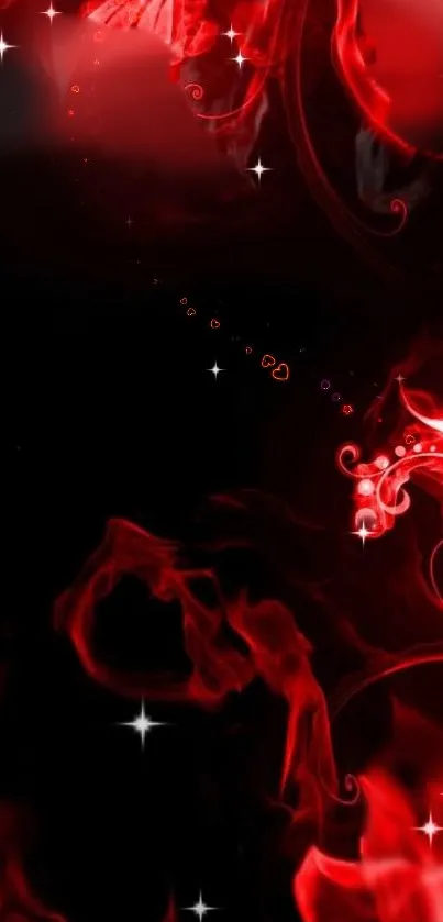 Red and black smoke art wallpaper for mobile screen.