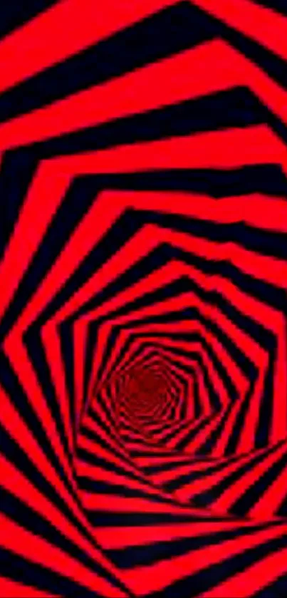 Vivid red and black spiral geometric wallpaper for mobile screen.