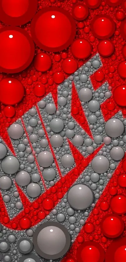 Red and grey bubble pattern mobile wallpaper with dynamic design.