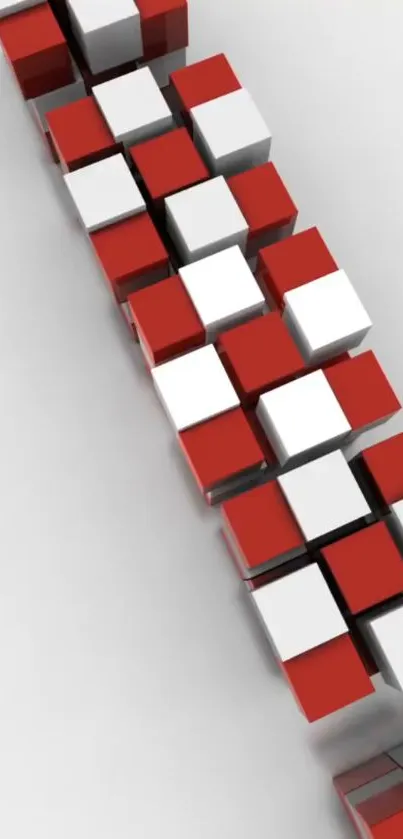 3D red and white cubes wallpaper with a minimalist design