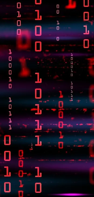 Red binary code wallpaper with digital design.