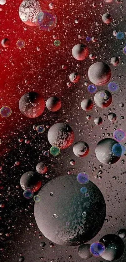 Red and black bubble galaxy wallpaper with abstract design.