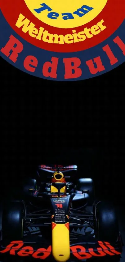 Red Bull racing car wallpaper with dark background and vibrant colors.