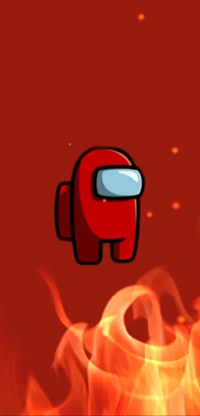 Red character with a fiery background mobile wallpaper.