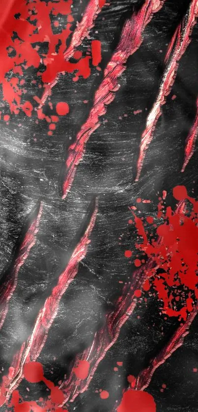 Dynamic wallpaper with red claw marks and splatters on dark background.