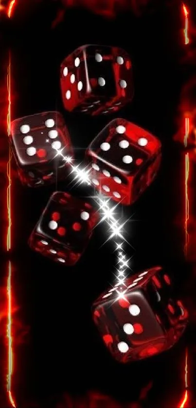 Red dice on black background mobile wallpaper.