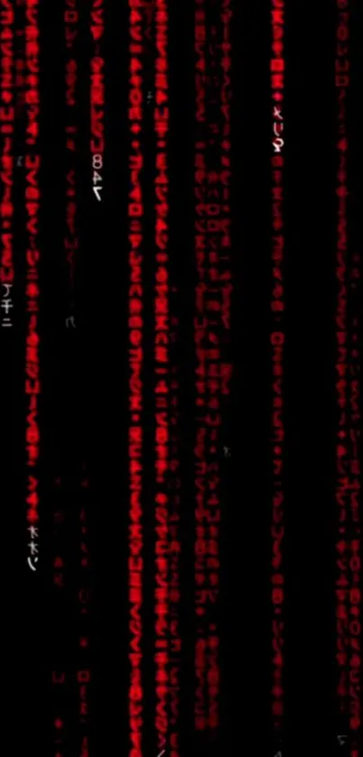 Red digital code stream wallpaper for mobile.
