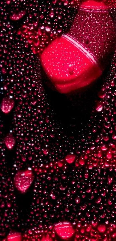 Vivid red droplets on a dark surface mobile wallpaper.