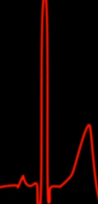 Red ECG wave pattern on black mobile wallpaper.