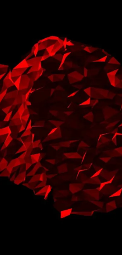 Red geometric 3D abstract phone wallpaper.