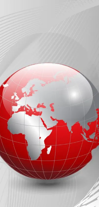 Modern mobile wallpaper with a red globe on a gray background.