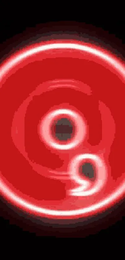 A glowing red circle set against a dark background, perfect for phone wallpaper.