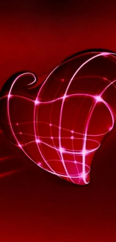 Red glowing heart wallpaper for mobile devices.