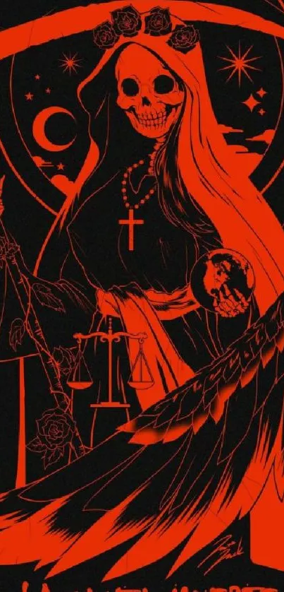 Red Grim Reaper art wallpaper for mobile.