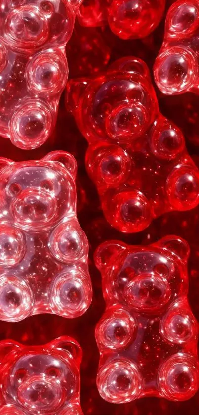 Red gummy bears creating a vibrant pattern.