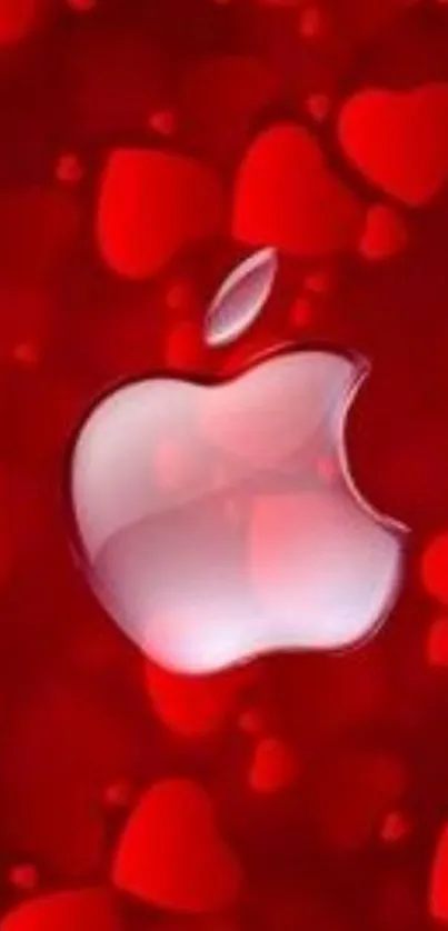 Red heart wallpaper with Apple logo