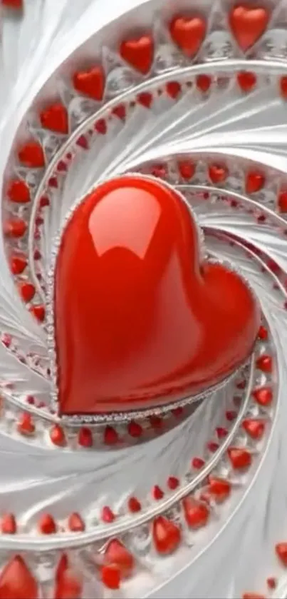 3D abstract red heart swirl artwork