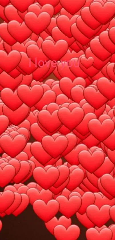 Vibrant red heart pattern wallpaper for mobile devices, perfect for romantic themes.