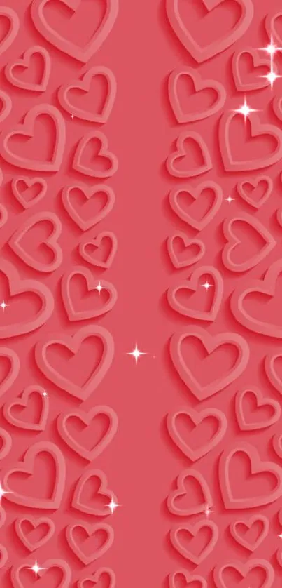 Red heart pattern wallpaper for mobile background.