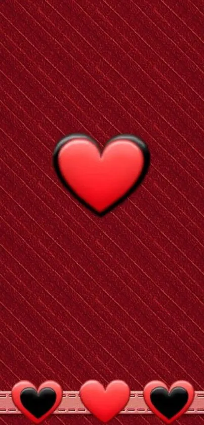 Vibrant red heart pattern wallpaper for mobile devices.