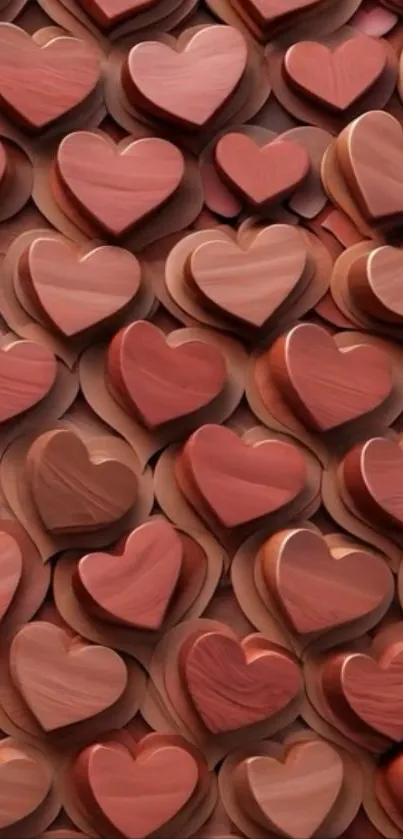 Wallpaper with layered red heart shapes.